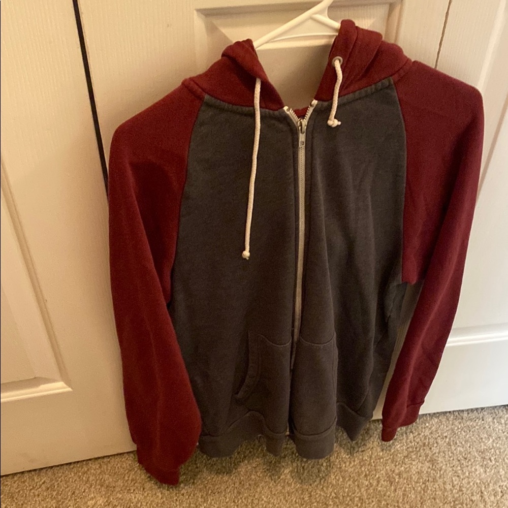 Red and Gray Zip-Up Hoodie
